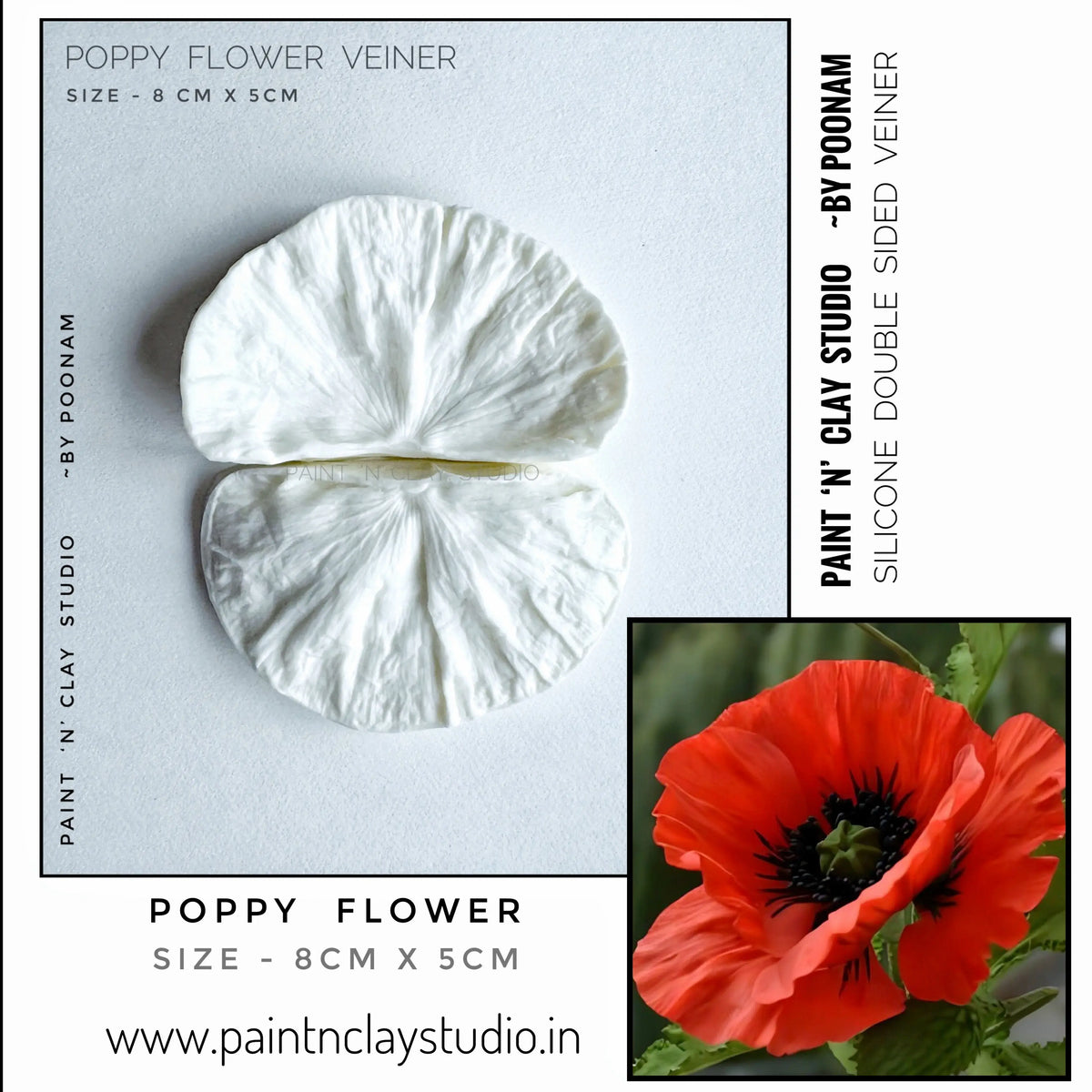 Poppy flower silcine Double sided veiner