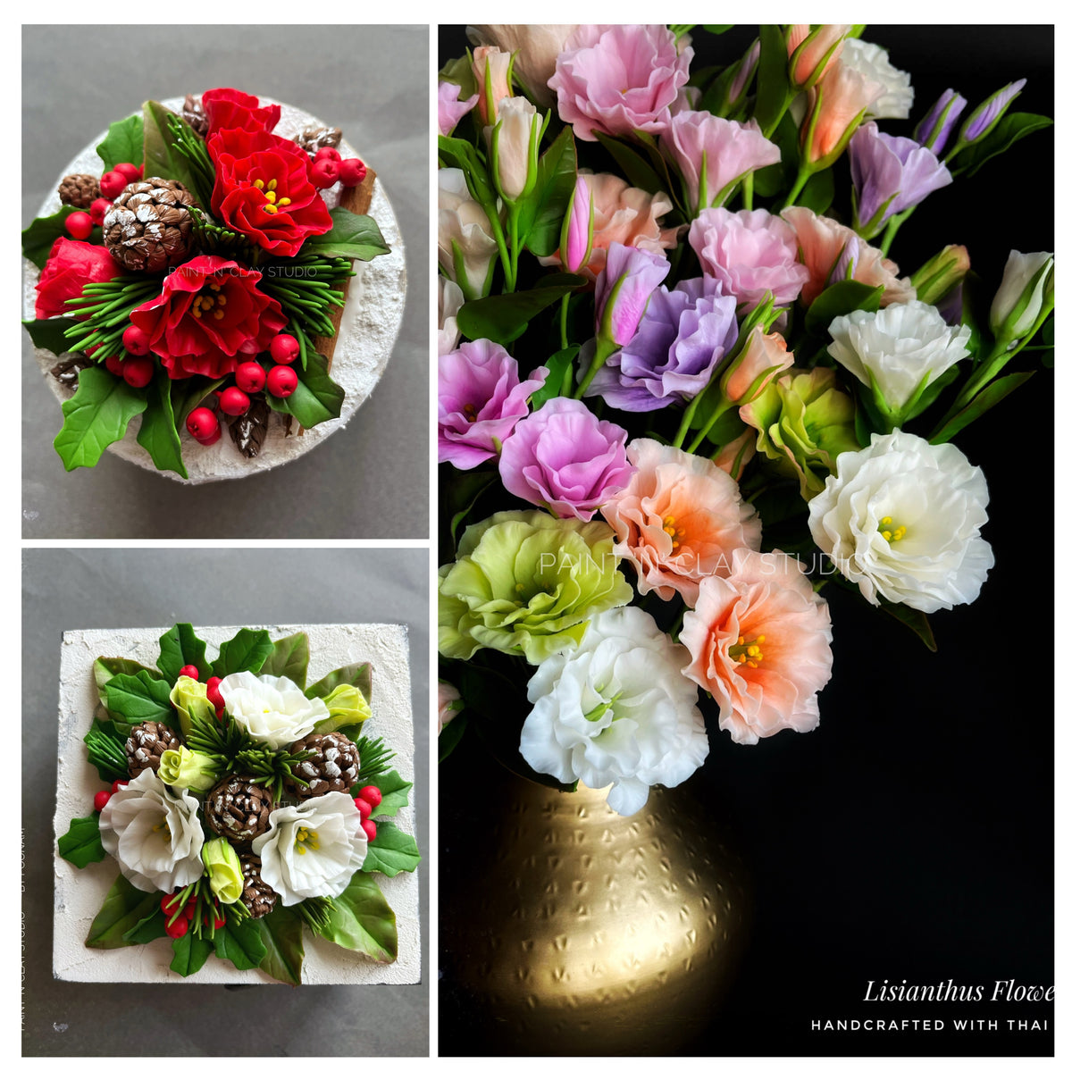 Lisianthus Flower + Christmas Boxes  (Beginners Course-5)